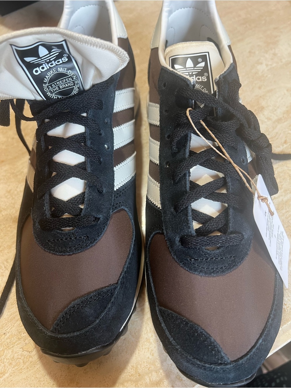 adidas TRX Vintage Brown, Black & White Retro Runner Sneakers